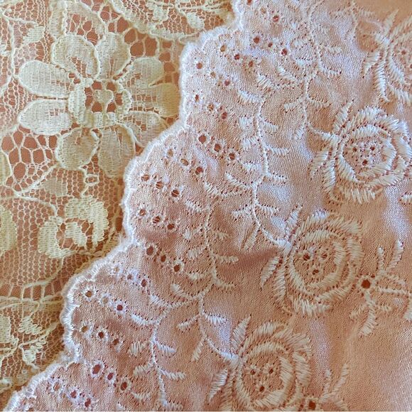 Christian Dior Vintage 80s Pale Pink Satin Lace Embroidered Nightgown Sz XL - Picture 12 of 16